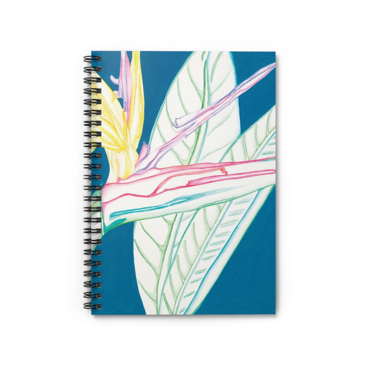 Strelitzia with leafs Aqua - Spiral Notebook - Ruled Line